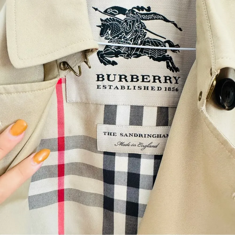 BURBERRY Heritage Khaki Tan Sandringham Trench Coat Rare Button Belt Coat M 46 - Picture 4 of 16